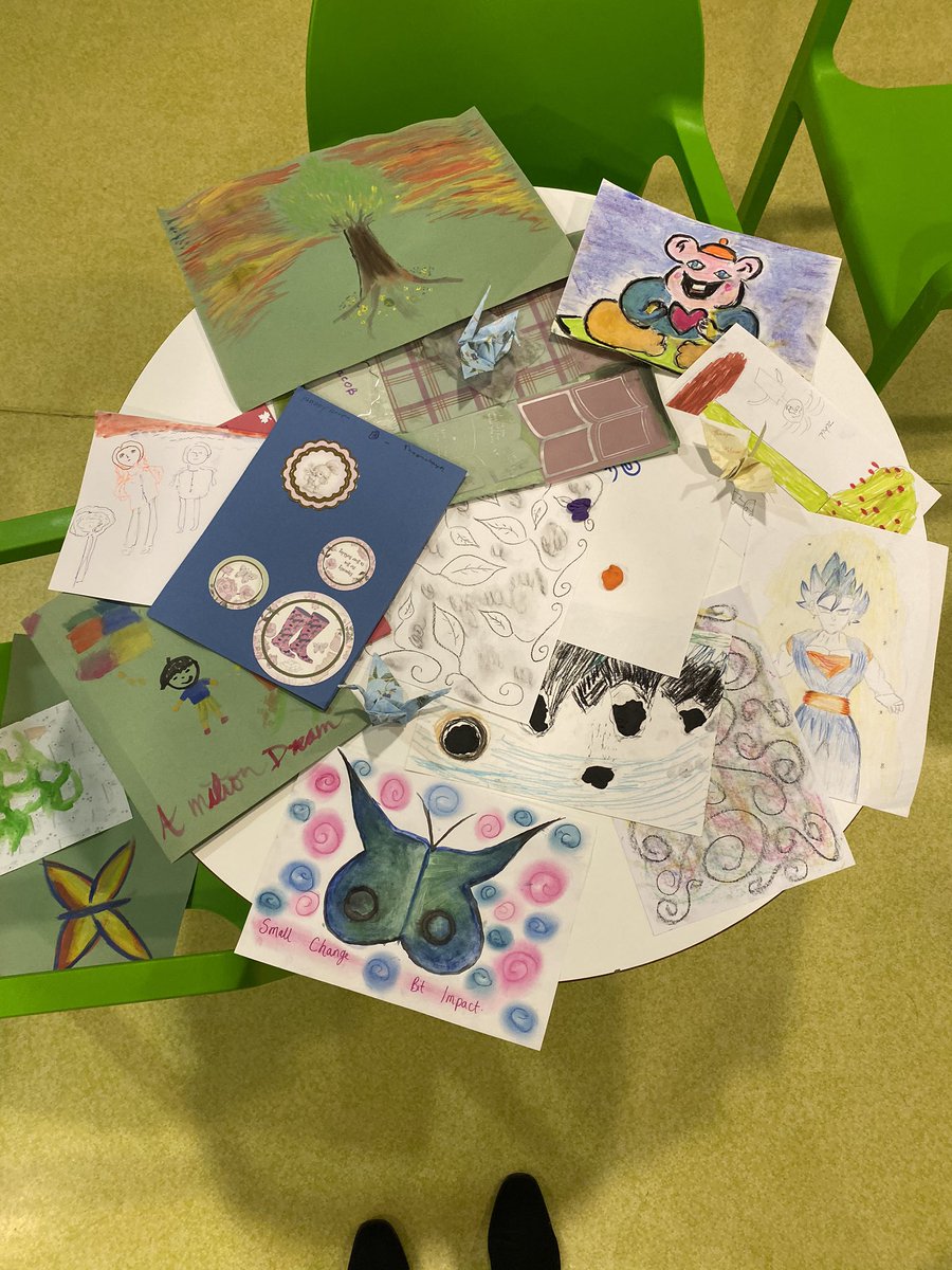 BethmanningOT's tweet photo. Art group this afternoon to continue on the #OTWeek2019 celebrations! Facilitated in the canteen to involve as many staff and patients as possible! Staff and patients created a lovely #empowering environment #therapeuticuseofself #HarrowOTs @butterflylilly9 @PauDBY 🌈🦋 https://t.co/IBm6W7MhHB