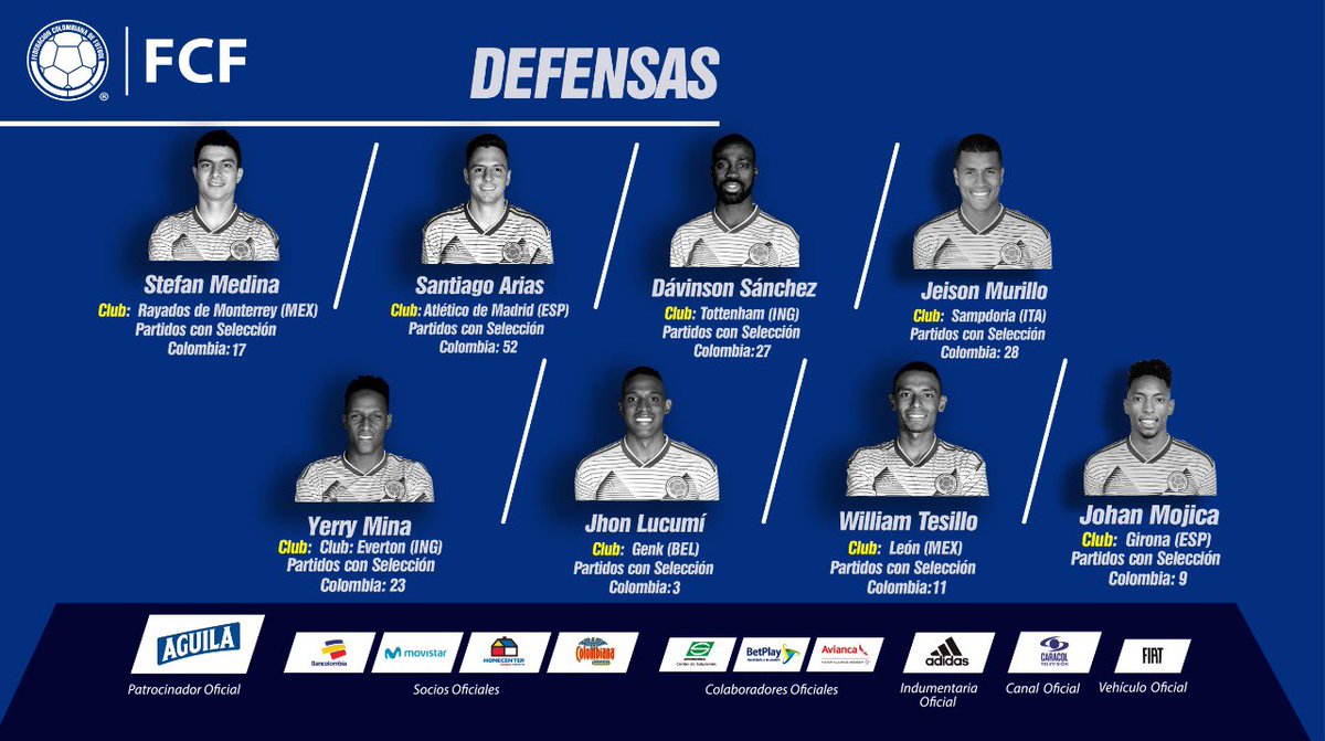 FCFSeleccionCol's tweet photo. Estos son los convocados por @Carlos_Queiroz para los amistosos ante @SeleccionPeru y @FEFecuador 🇨🇴💪🏻⚽ #ElEquipoDeLaGente #VamosColombia https://t.co/FTeOnIu6Hj