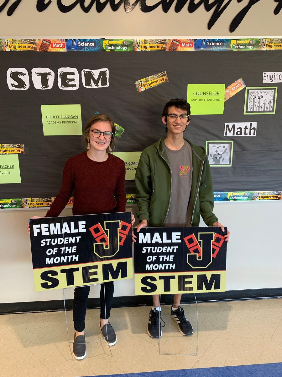 STEMAcademyJHS's tweet image. Congratulations to Annika Acebo and Eric Seglem.   Two great students and the JHS STEM Academy Students of the Month.  #BrightFutures #STEMrules.