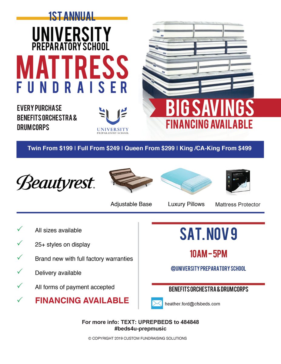 cfssacramento's tweet photo. Join us &amp; University Preparatory School Orchestra &amp; Drum Corps for their Inaugural #MattressFundraiser THIS SATURDAY, NOVEMBER 9TH (10am-5pm). Here R details to RT/share with friends! #beds4u-prepmusic Please RT! https://t.co/pI3MASd69N