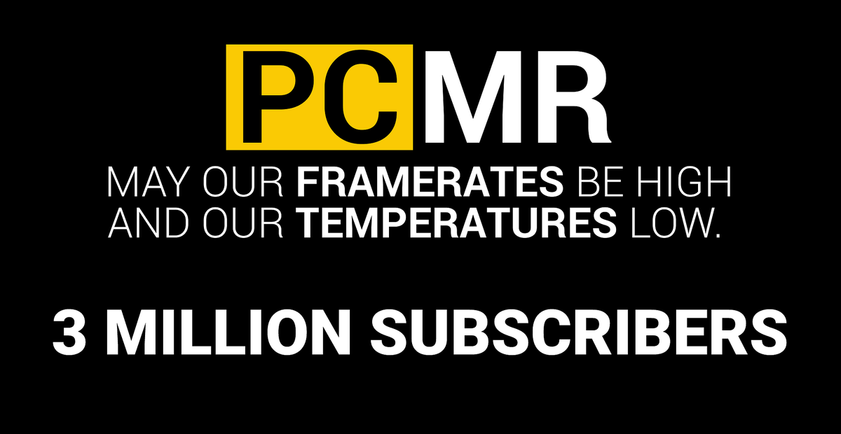 OfficialPCMR's tweet photo. We've reached 3 million subscribers on Reddit! 
Thank you for being part of this wonderful community of PC lovers and enthusiasts, gamers or otherwise! https://t.co/8bSxqxsPYZ? https://t.co/8LMwVEc8kE