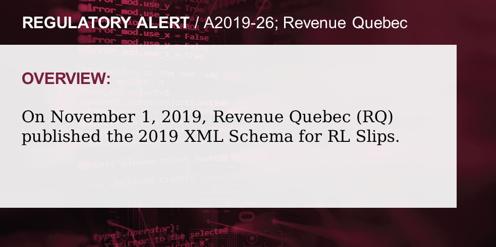 RPMTecOfficial's tweet photo. RPM has released Regulatory Alert A2019-26; Revenue Quebec. We are evaluating this information and will provide a Regulatory Bulletin to our clients upon completion of review. https://t.co/F4YfHNjTTG