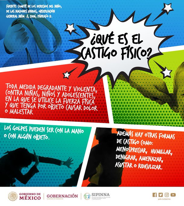 SIPINNA_MX's tweet photo. 😟 En el mundo tres de cada cuatro niñas y niños son víctimas de algún tipo de violencia.

😰 Una de cada cuatro mamás o papás creen que el #CastigoFísico es necesario para educarles. 

📢 Identificar la violencia es el primer paso para erradicarla. #SinViolencia #NeverViolence https://t.co/9YI8AHx6Zm