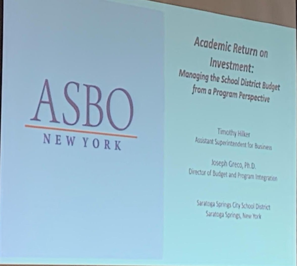 TogaFinance's tweet photo. Great questions from @ASBONewYork members at today's discussion on Academic Return on Investment.  "Remember, conversations don't end with A-RoI, they START with A-RoI." Glad to be part of this important work. @sscsdschools #SBMW2019 https://t.co/c0hb3ciaOv