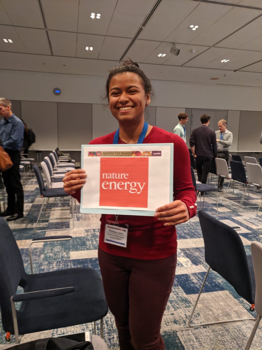 durrant_group's tweet photo. Congratulations to our dearest Shabs for the most deserved talk prize in the #SolFuel19 symposium at @nanoGe_Conf https://t.co/E8V953uoRc