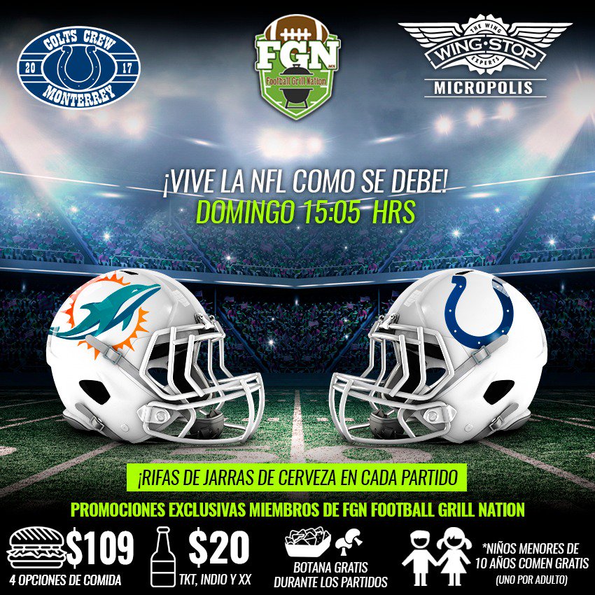 colts_crew_mty's tweet photo. Nos vemos éste domingo raza de Nuevo León y más allá en punto de las 3:05 para el juego de los Indianapolis Colts en wingstop de Micropolis! Enterados están! https://t.co/reVRIaMtqE