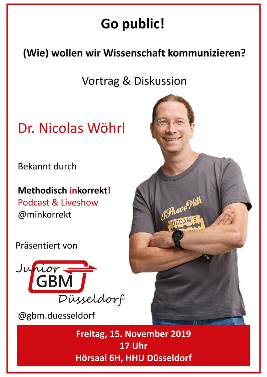 nicolas_woehrl's tweet photo. Nächste Woche (Freitag, 15. November 2019 um 17:00 Uhr) spreche ich in Düsseldorf über Wissenschaftskommunikation. Kommt gerne! Eintritt frei. Viel Platz. https://t.co/9TZQpOyIpp