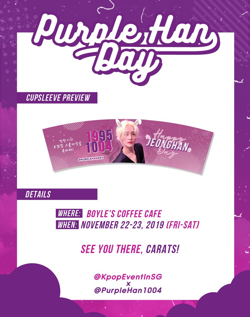 KpopEventInSG's tweet photo. A big κ³ λ§λ€ to the following organizers for extending to Singapore:
Woozi @odetowooziverse #OdetoWooziverse
Jeonghan @PurpleHan1004 #PurpleHanDay &
@CharmedeAnges #CharmedeAnges
Hoshi & DK @pieceofseoksoon #APieceOfSeokSoon
Mingyu & Wonwoo @ichiban_wongyu #StillMinWon https://t.co/AA2XjsSfLE