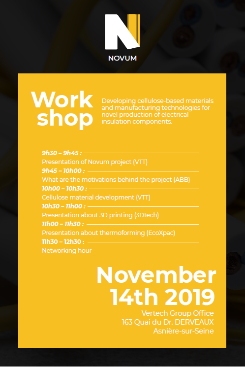 novum_project's tweet photo. Join us NEXT WEEK on November, 14th at our next Industrial #Workshop in #Paris promoting the latest news and updates of the #NovumProject supported by the #EuropeanUnion’s #Horizon2020 research and innovation programme.
Register now : https://t.co/OLSlf1oyFc https://t.co/xtibiOHSwg