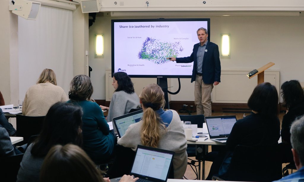 AesisNet's tweet photo. @Ednoyons of @cwtsleiden presents his method of Area-Based Connectedness (ABC)  for #assessing #research #impact. He has designed a special tool for the course participants. With this tool, the participants can relate the ABC-method to the Case Study of the course #ASIR19 https://t.co/cNcTn5rDJX