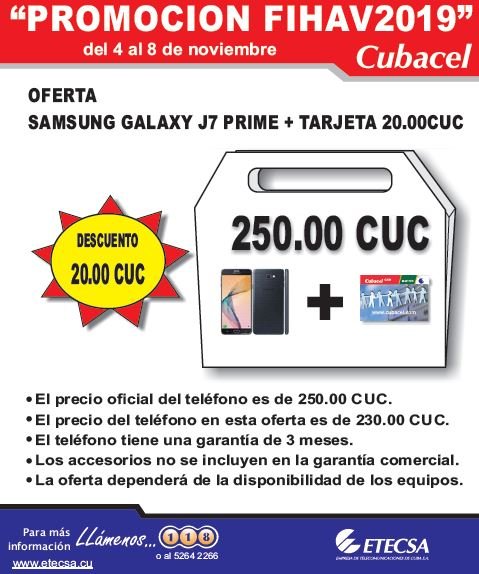 NormaMartinFer1's tweet photo. Presente ETECSA en EXPOCUBA!!! En el Pabellón 14 del recinto ferial puedes adquirir equipos móviles a precios promocionales. A partir de 5 equipos recibirás un % de descuento. Sólo del 4 al 8 de noviembre. Aprovecha!!! #SomosCuba #CubaAvanza #VamosPorMas https://t.co/EZ181WFmes