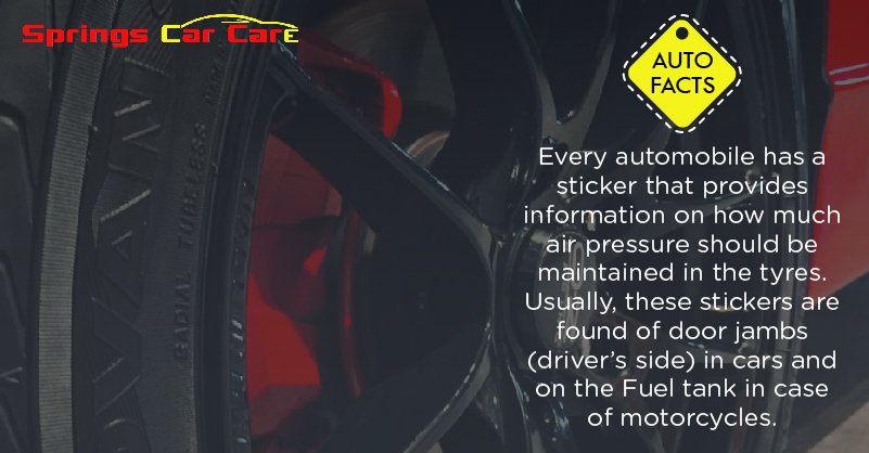 springs_carcare's tweet photo. Maintaining the right tyre pressure is important to ensure optimum #fuel efficiency, control, & life of the tyre.
Manufacturers provide the optimum tyre pressure info.
Top Tip: Check tyre pressure every time you refuel your vehicle.
#cars #autofact #carcare #carlover #revhead https://t.co/31UdJ7NRlf