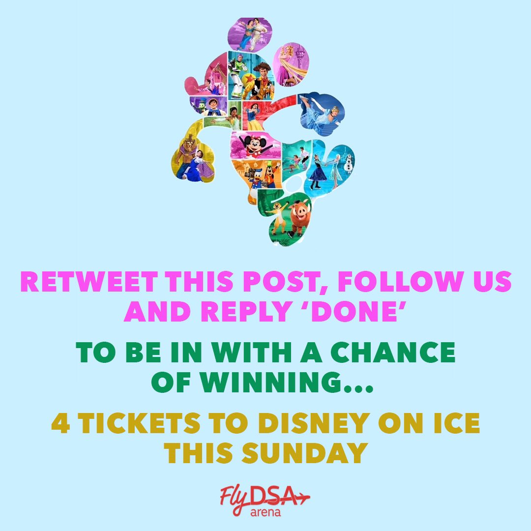 SheffieldArena's tweet photo. Want to win a family ticket to Disney On Ice this Sunday at 6:30pm?

Simply RT this post, follow us, and reply ’done’ be enter into our competition - winners announced this Friday morning.

#FlyDSAArena https://t.co/IULReLeSzR