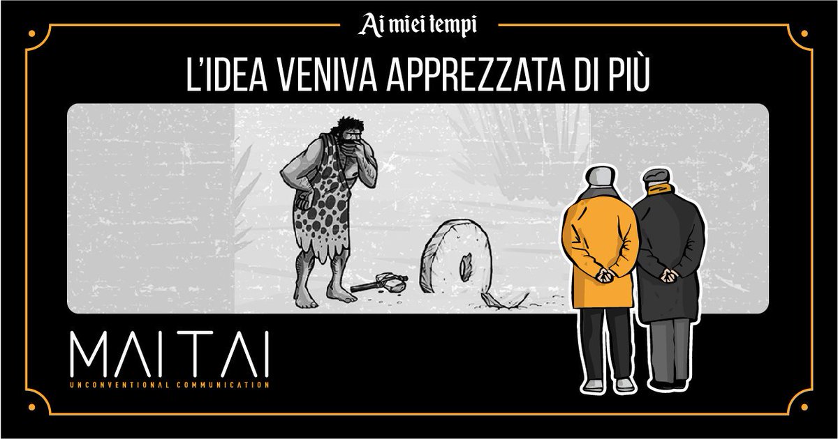 MaiTaiAgency's tweet photo. Nuova rubrica! Cosa direbbero gli #umarell di oggi ricordando i tempi passati in cui lavoravano nel mondo degli eventi e della comunicazione? "Ai miei tempi..." 😁

#aimieitempi #maitai https://t.co/p8dq6cfkZt