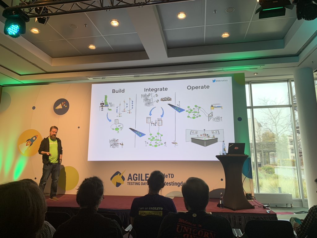 agiulf's tweet photo. What an awesome presentation by @MichaKutz on experiences from building, integrating and operating a microservice based system. Extremely useful information! #AgileTD https://t.co/iCGGY892hj