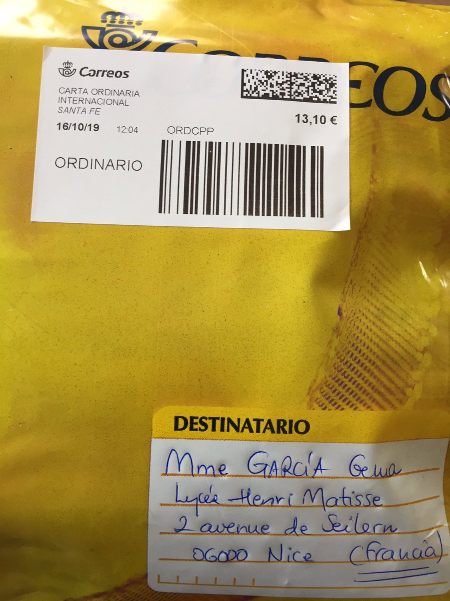 gemagapa's tweet photo. L@s alumn@s de 3*de ESO del @Clg_MatisseNice han recibido hoy con muchísima alegría y emoción las #cartas de  los #correspondientes  de  #SantaFe #Granada 🇪🇸 https://t.co/SDbyRqhj9b