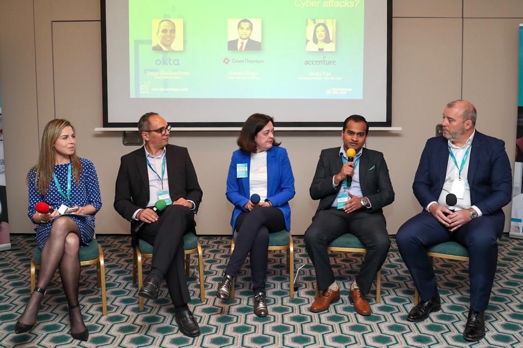 Delighted to moderate a panel on trends in Cyber attacks with the CSO <a href="/okta/">Okta</a> head of Cyber <a href="/Accenture/">Accenture</a> Cyber &amp; Privacy <a href="/GrantThornton/">Grant Thornton</a>  and the CSO <a href="/Dell/">Dell</a> - thank you Yassir, Jacky, Rohan and Paul we truly appreciate the time taken to share your insights with our client portfolio