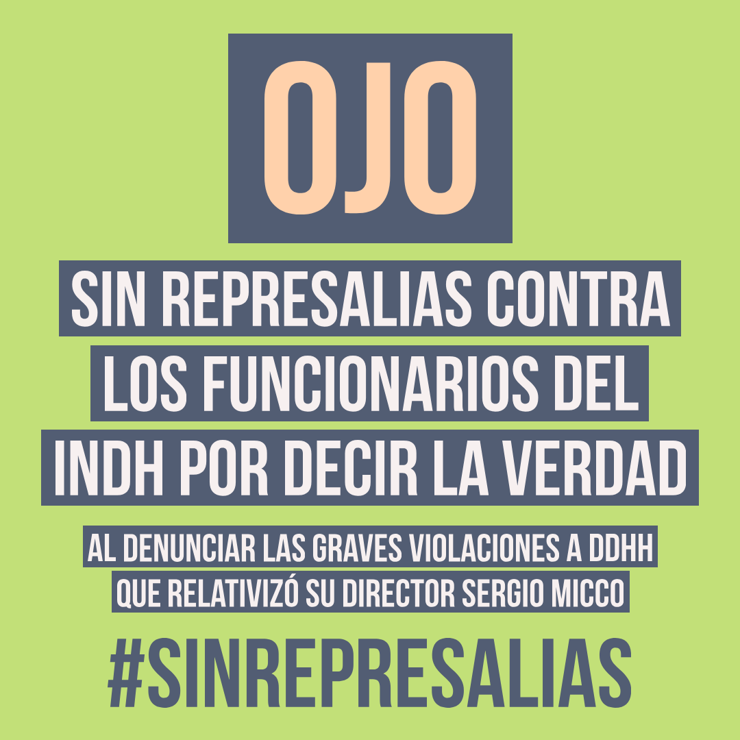 matiasasun's tweet photo. #SinRepresalias Los funcionarios del INDH han sido valientes en defender los DDHH. Ahora nos toca estar atentos a nosotros para evitar que por cumplir su función de denuncia se tomen represalias contra ellxs. https://t.co/17jlsbE1bQ