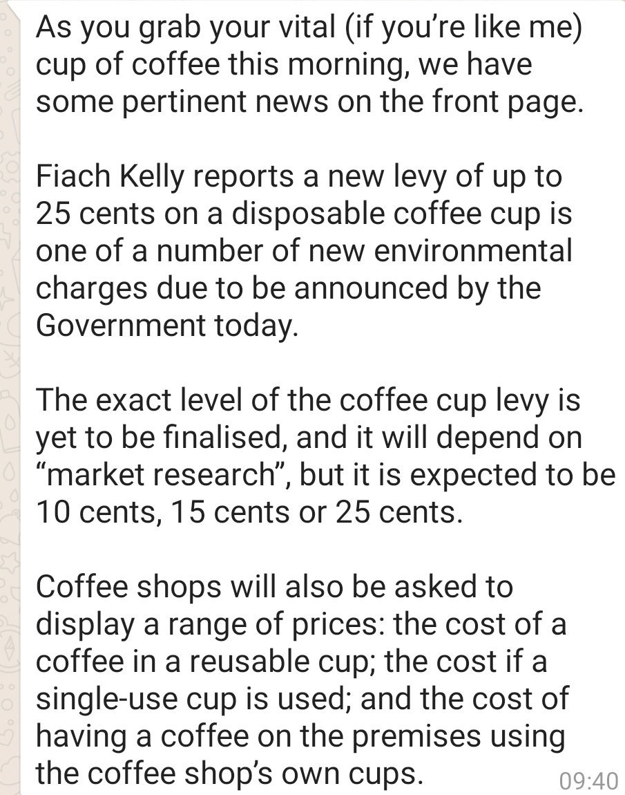 SweeneysD3's tweet photo. We are very happy with this, it is time to change our behaviour. Just brace yourself for a very complicated coffee menu! #levy #coffeecup #reuse https://t.co/Zyl2Fg6qsj