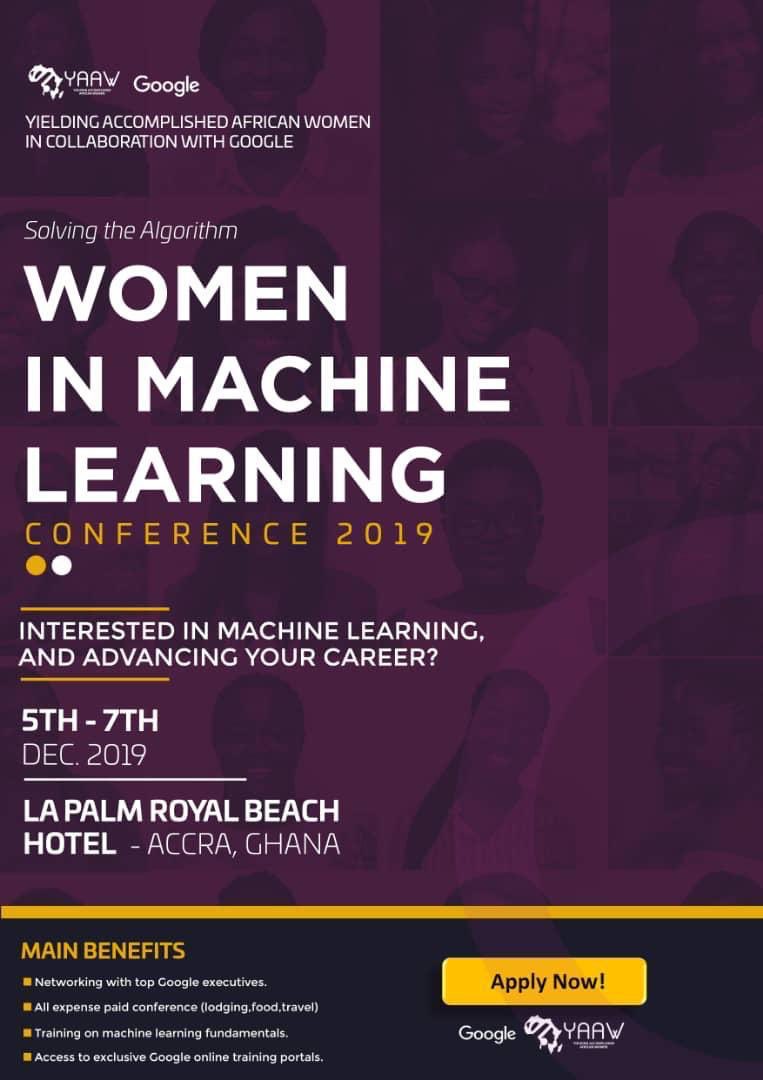 NodeEight's tweet photo. Apply for the Yielding Accomplished Women Training in “Machine Learning” conference 2019.

- All expense paid trip
-Lodging
-Feeeding 
-Conference resources.

We encourage all ladies in the ecosystem to apply today. https://t.co/ZIOVK83inq