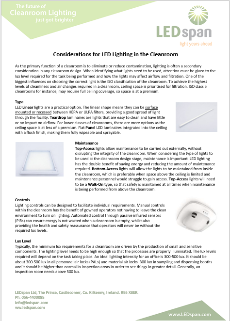 LEDspan's tweet photo. What to consider when choosing LED Lighting in your cleanroom.
For more information check out https://t.co/KPBFvlT7CV
#LEDspan #LED #Lighting #Cleanroom https://t.co/mLiNl1UOI3
