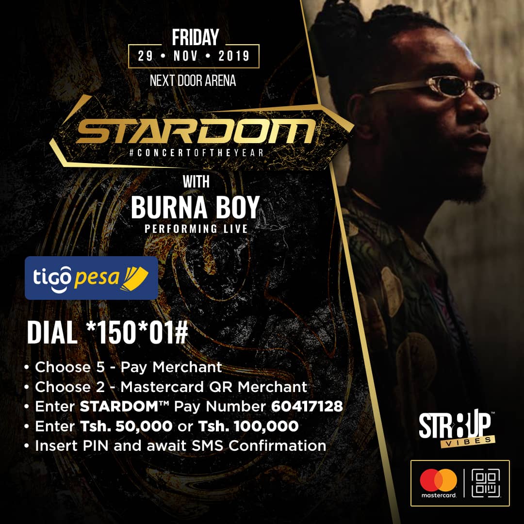 samstigdgmasaki's tweet image. Due to popular demand we've added another payment method! So there are no excuses for you not to get your ticket to STARDOM™ with @burnaboy Live on the #29thNov at #NextDoorArena #ConcertOfTheYear🇹🇿 #Str8upVibes
.
.
Get your tickets before the prices go up!