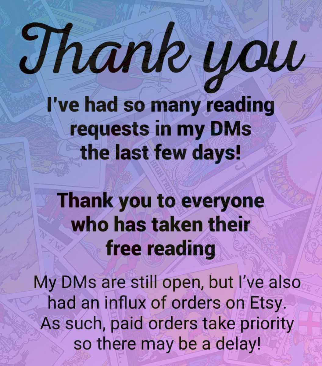HappyMediumLeo's tweet photo. Thank you all so much for your love and interesting questions! Last night I ran out of time to get all the readings done for you lovelies ❤️❤️
Because of this, please note that I will always complete every request sent to me, but Etsy takes priority 💫 https://t.co/WLjll4lh3D https://t.co/J7BGvOxpLI