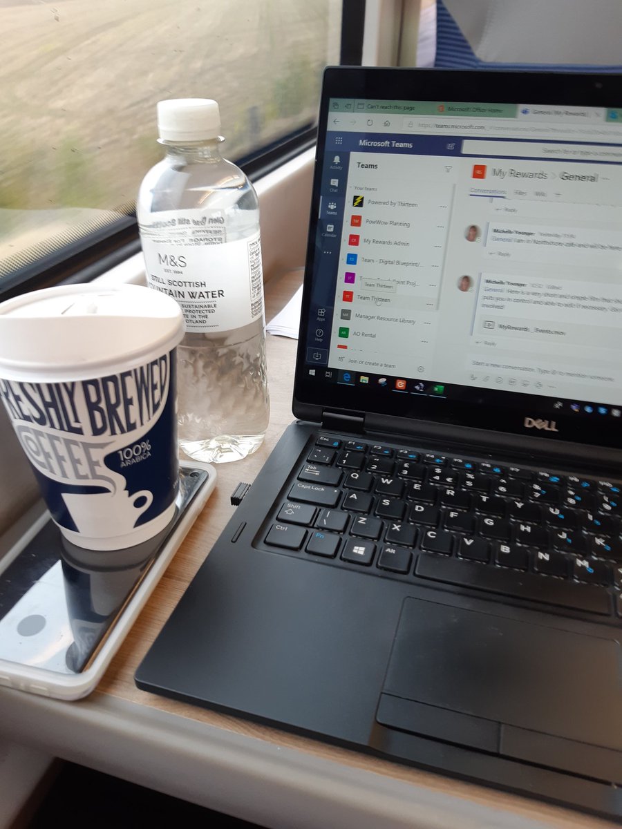 On a a very long train journey to meet up with a partner to  plan upcoming sessions for colleagues - our devices and support mean I am still managing to get a lot done #agile #teamthirteen
