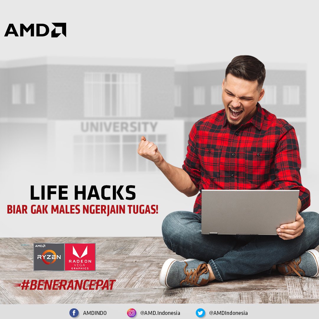 AMDIndonesia's tweet photo. Charge semangatmu biar gak drop &amp; yakin bahwa segala usaha ini berguna banget untuk masa depan. Baca dulu nasehat mimin &amp; pastikan kamu #SiapNgebut menggapai cita jadi juara kelas dgn pakai laptop bertenaga AMD Ryzen dan Vega! Segala tugas di sekolah jadi #BeneranCepat kelar deh. https://t.co/F1Po8SFgc1
