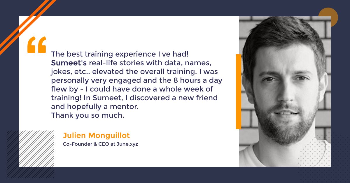 agilemania's tweet photo. Thank you for your kind words Julien Monguillot. We are delighted to hear that you had such a great experience in our #PSPOtraining with @sumeet_madan We truly appreciate the time and effort for your words of encouragement! It means a lot to us! https://t.co/g2CD6S2U9d