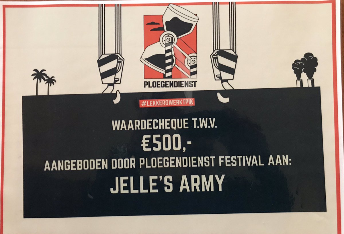 samenvoornac's tweet photo. #ploegendienst #festival schenkt €500,- aan Jelle’s Army. Lees meer via: https://t.co/5kLVSG2NiB #dankt #nacpraat #lekkergewerktpik https://t.co/zggfRvjOCC