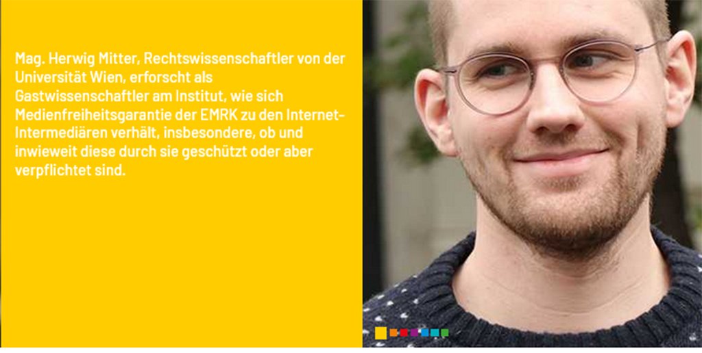 BredowInstitut's tweet image. Zu Gast von der @univienna : Die nächsten 2 Monate wird sich @mitterher mit der Medienfreiheitsgarantie der #EMRK im Hinblick auf Internet-Intermediäre befassen. Herzlich willkommen am Institut! hans-bredow-institut.de/de/mitarbeiter…