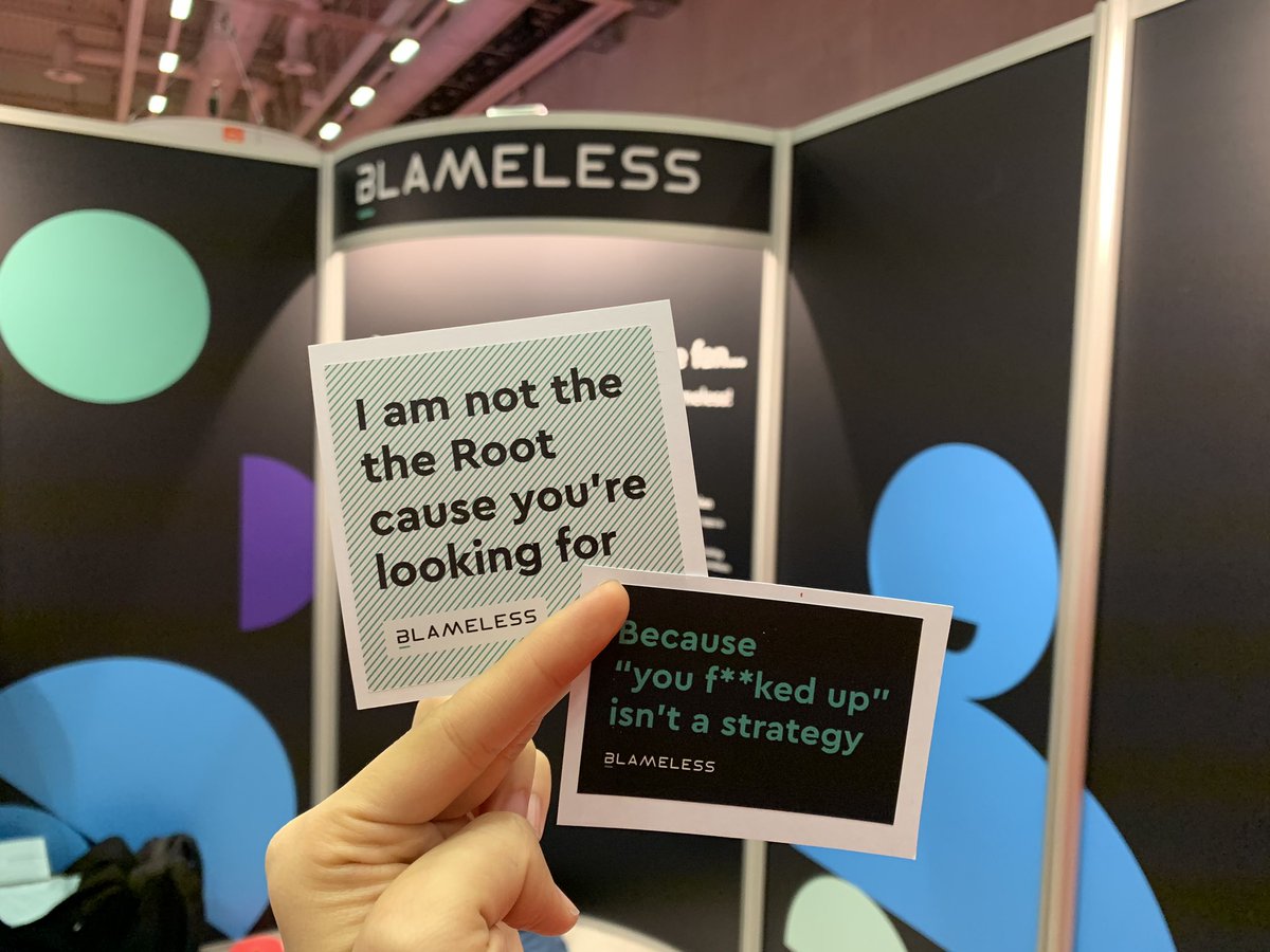 blamelesshq's tweet image. Someone came by our booth, took these stickers, and said that “I really need these today. I broke our CI/CD pipeline today” A #blameless culture will not make her feel bad, but will work together as a team to put guardrails that prevent issues like this. #VelocityConf stories.