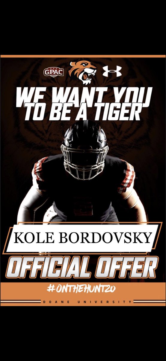 BordovskyKole's tweet photo. Extremely grateful to have received my first offer to play college football at Doane. Thanks Coach Hanlin! @DoaneFootball https://t.co/YNfiTWUuSk