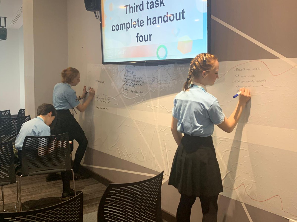 RbhsCompSci's tweet photo. @RBHSBolton Bootcamp morning session almost done.  #SoftSkills on full display as our year 8s are developing their app ideas and demonstrating great teamwork here at media city. #awsgetit https://t.co/sAvi9XgO24