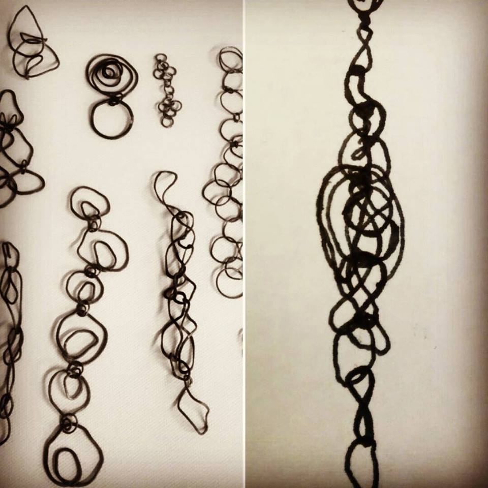#WIP <a href="/McrJewellers/">McrJewellersNetwork</a>  <a href="/GScullyJeweller/">Gemma scully</a> Sketches of Ideas &amp; Copper Test Pieces of Potential Chain #Manchester #handmade