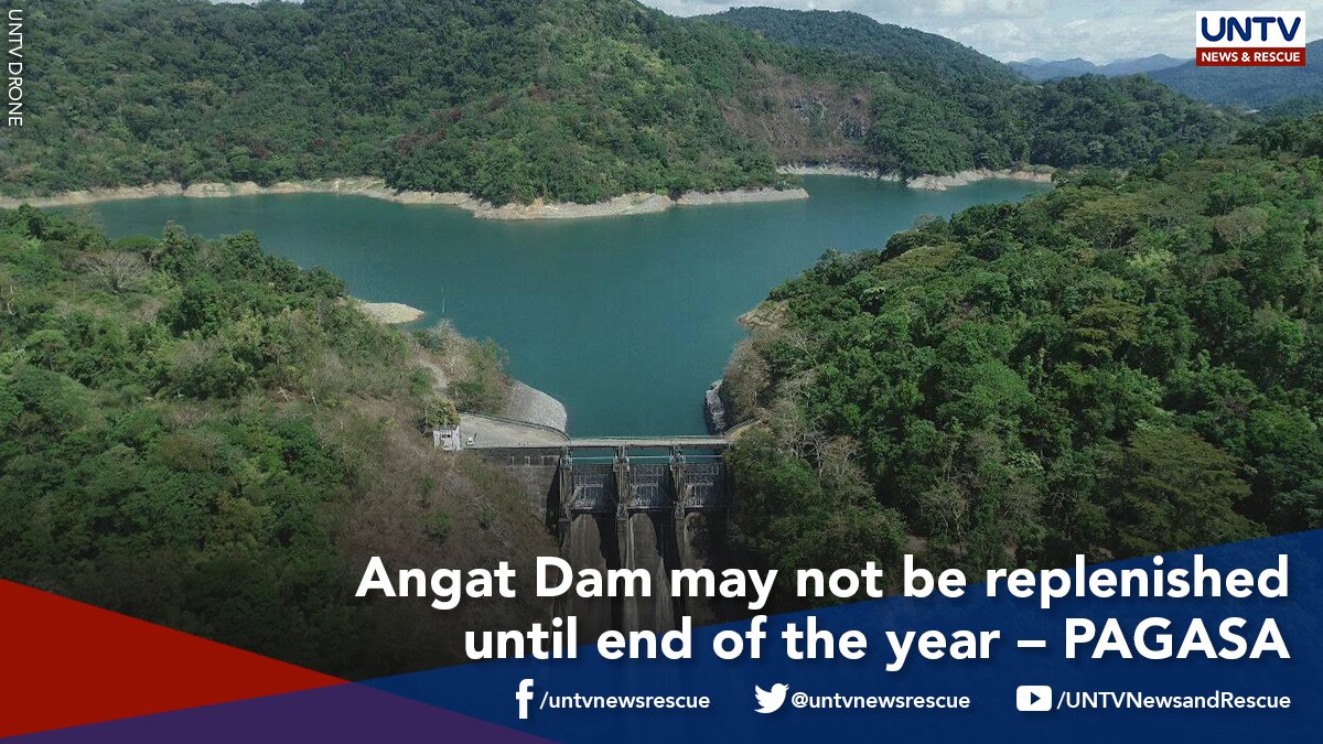 UNTVNewsRescue's tweet photo. PAGASA believes that the water level in Angat Dam is still far from reaching the maximum water level of 212 meters even before the year ends.

STORY: https://t.co/lrKF2a0Z3M https://t.co/1tWlLhlkZe