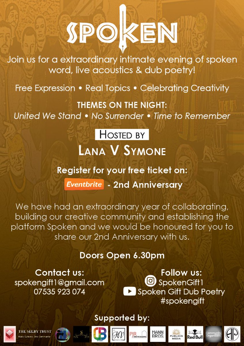 HaringeyCoOrg's tweet photo. #Spoken Our platform of creative and cultural  expression is turning 2. Come and celebrate with us achievements, and meet our collective of artists and  community activists 
21st Nov 2019
RSVP Here : https://t.co/XwtU0a5K3F https://t.co/rPbKsvRtlQ