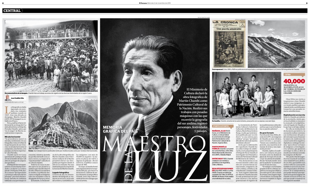 DiarioElPeruano's tweet photo. #CentralDOP 📸 El @MinCulturaPe declaró la obra fotográfica de Martín Chambi como Patrimonio Cultural de la Nación. Con su trabajo recorrió la geografía del sur andino; registró personajes, festividades y paisajes 👉 https://t.co/3ygXFDkD1v https://t.co/akrBT6SwxU