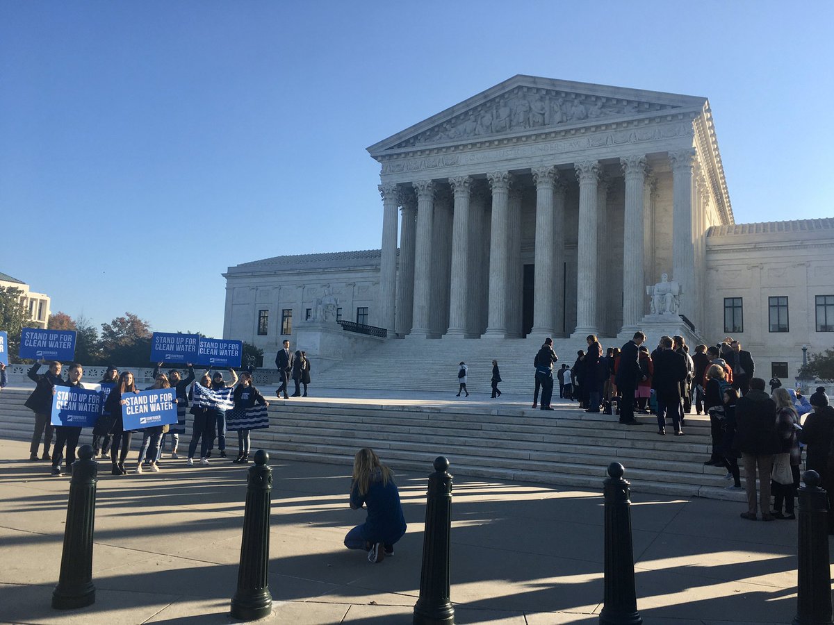 SierraClubLive's tweet photo. This morning, the Supreme Court will oral arguments on a case that will decide the future of the #CleanWaterAct. We need to keep the #CleanWaterActIntact! https://t.co/fxHK06tR4T