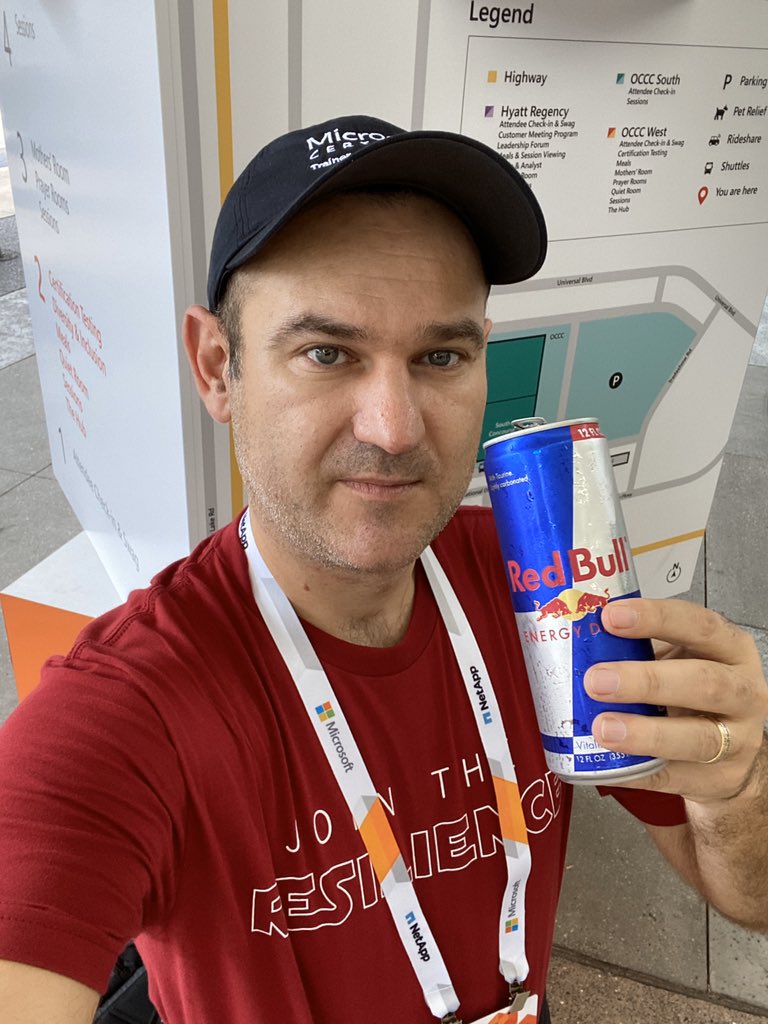 ldopierala's tweet photo. #MSIgnite day 3 #RedWed For it resilience you have @Zerto and red bull to human resilience. https://t.co/dToCyHadhT