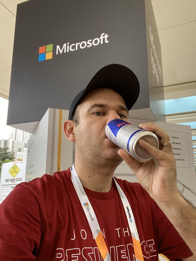 ldopierala's tweet photo. #MSIgnite day 3 #RedWed For it resilience you have @Zerto and red bull to human resilience. https://t.co/dToCyHadhT