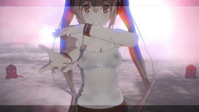 目視しにくい服の透け具合とカットになった部分のSS。 