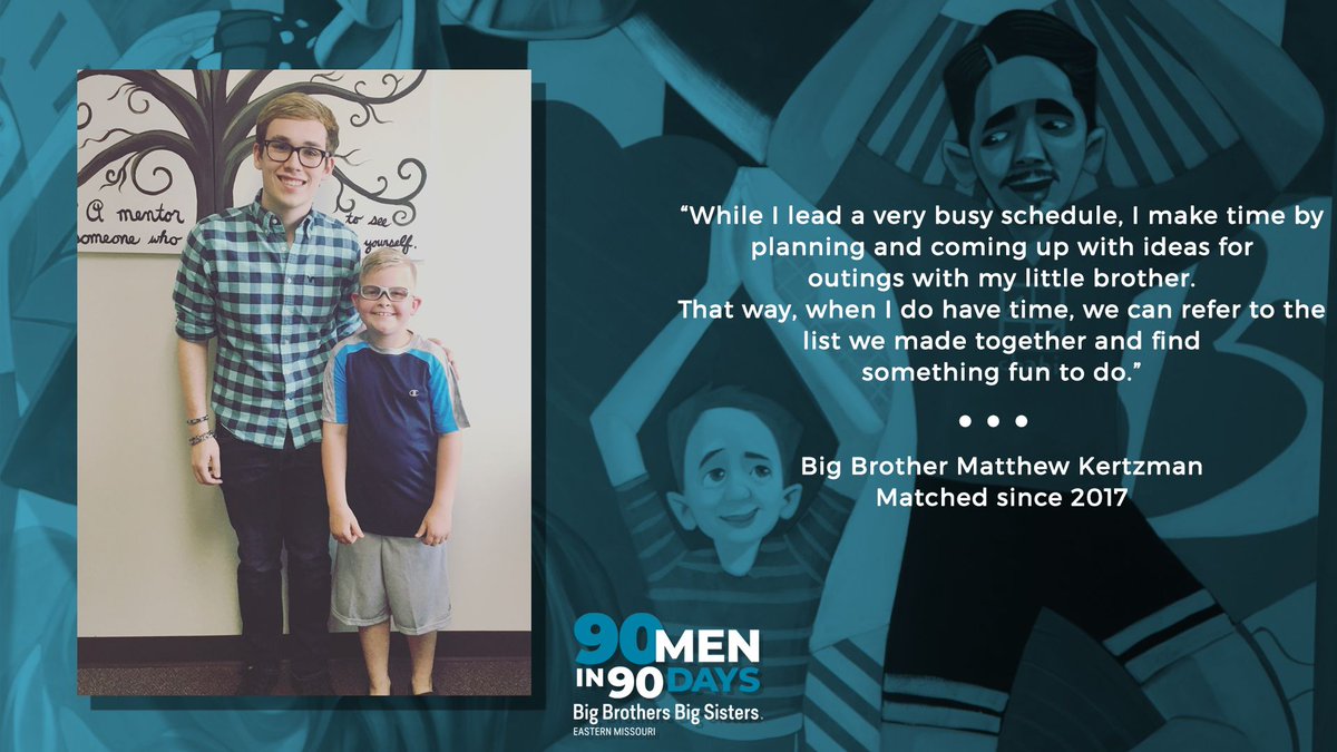 BBBSEMO's tweet photo. There's always time to be there for a young person, and coming up with ideas for activities to do is easy with #BBBSEMO staff! Sign up to be a Big Brother or Big Couple during our #90MenIn90Days campaign today!: https://t.co/kbVz6i4rmO https://t.co/mqYyD9VL66