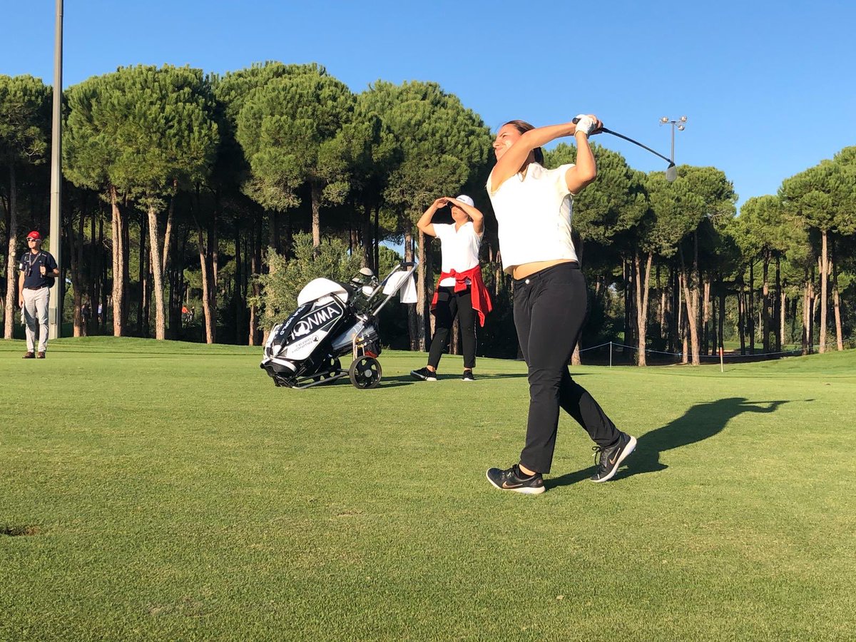 Our female Turkish Airlines World Golf Cup winner Ayşen Erdoğan ripping one into the 11th at the #TurkishAirlinesOpen Pro-Am 🏌️‍♀️ #TAWGC #SOCAR #TurkTelekom