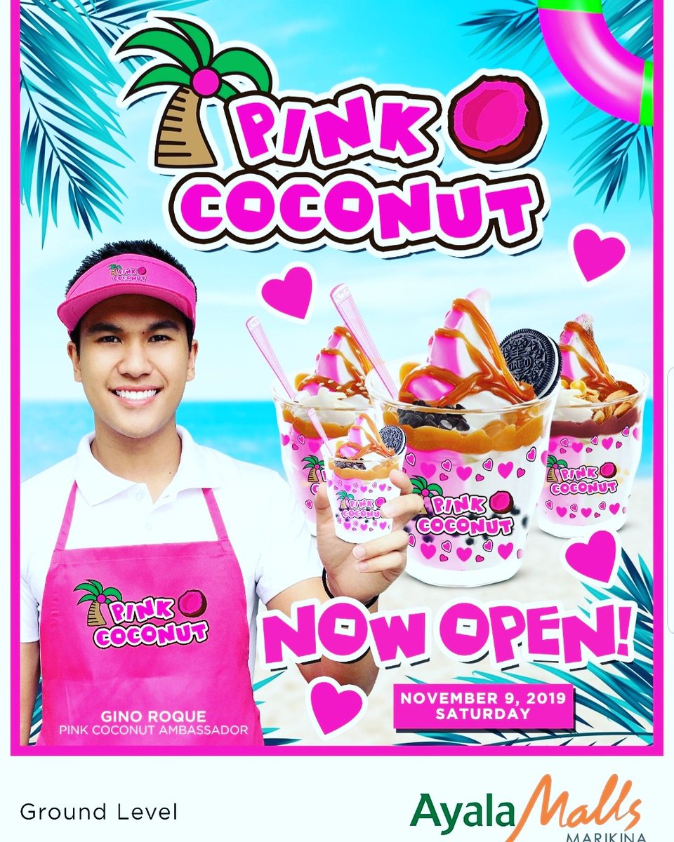 iamginoroqueiv's tweet photo. Hi guys, Gino here! I will be visiting one of the Pink Coconut branches in Ayala Marikina this Saturday November 9 1pm, I will try to serve you! Hehe tip nyo ako ha! https://t.co/J2C0abyLAe