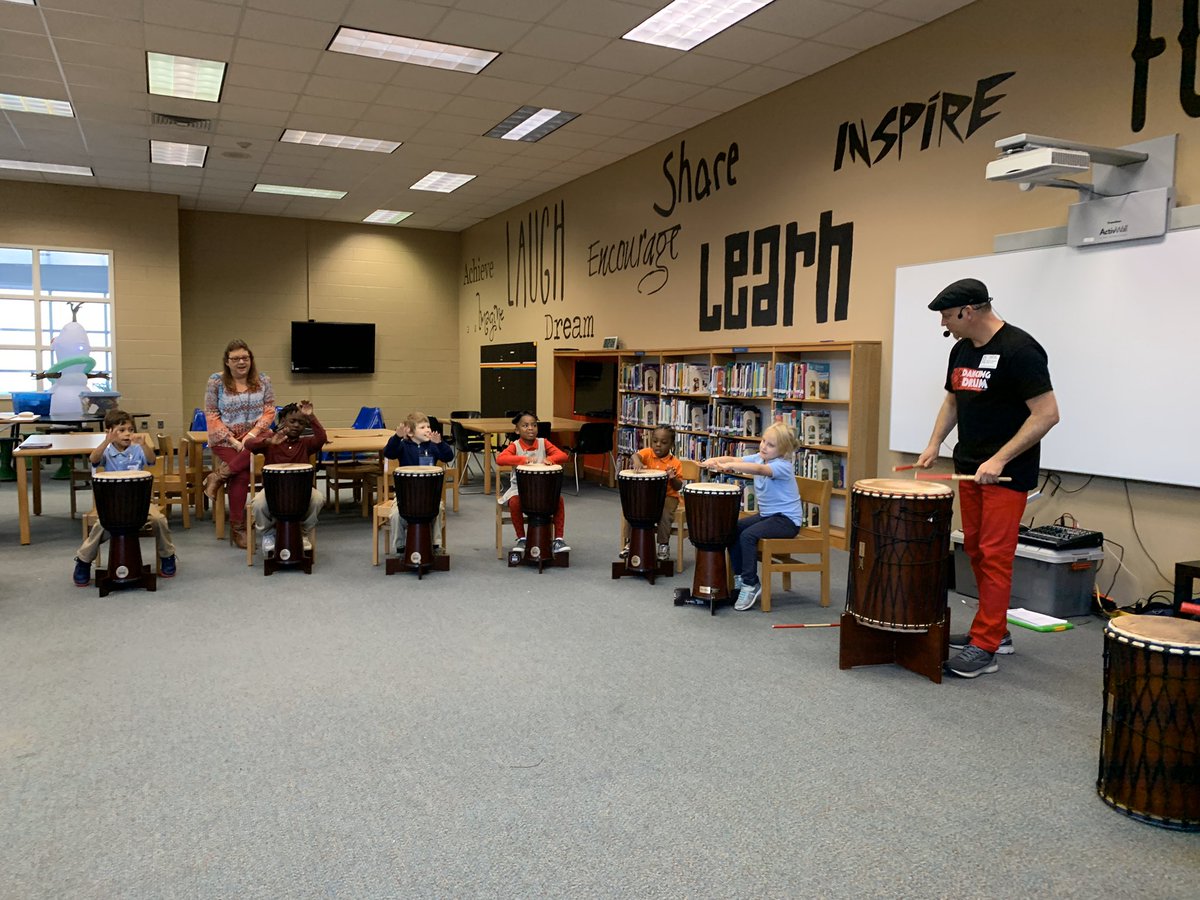 MrHarwoodMusic's tweet photo. @dancingdrum is here! These kinders at @GQES_Dragons were rock stars with Mr. Steve this morning. Great clinic for @RSSinformation elementary music specialists! #DancingDrum @lynn_moody @Eisa_Cox https://t.co/B3hi4vmGz1