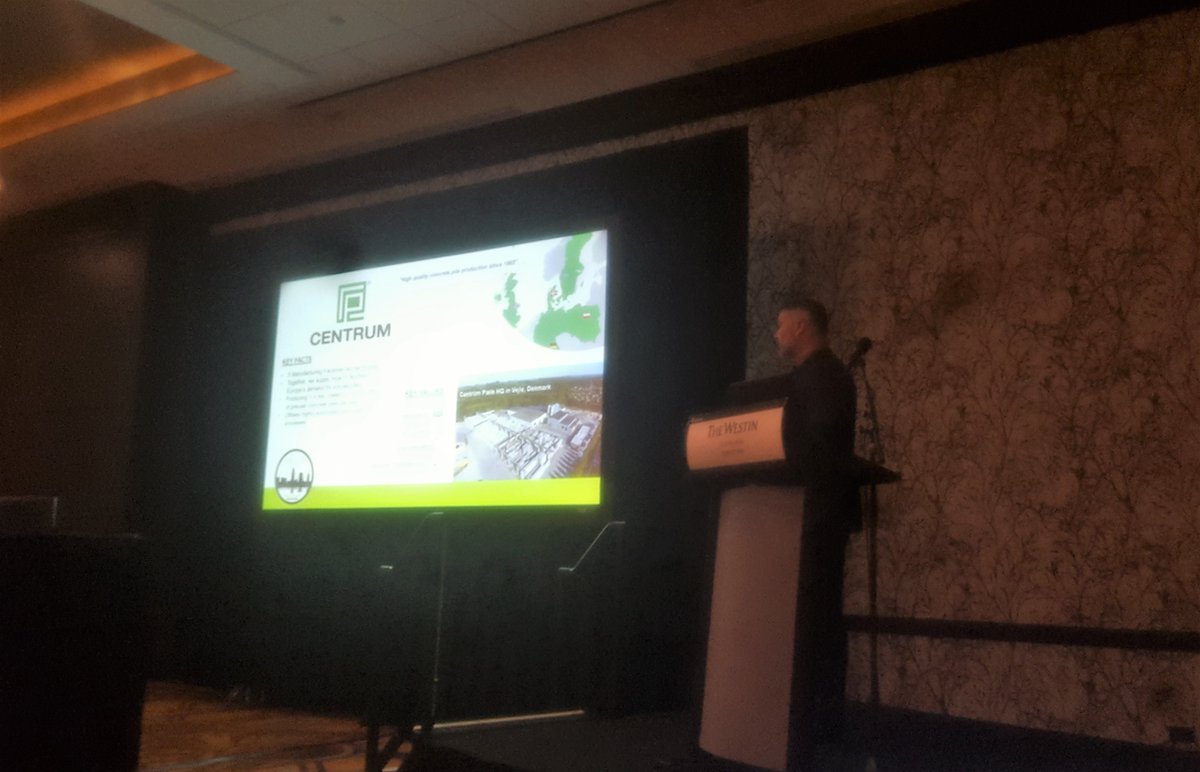 Centrumpile's tweet photo. .@AarsleffUK managing director Kevin Hague is currently in Cleveland, Ohio presenting at #DICEP on the use of driven precast piles - can you spot the #CentrumPile logo? #DrivenPiling #Piling #PrecastConcretePiles https://t.co/AwAqoKOWj7