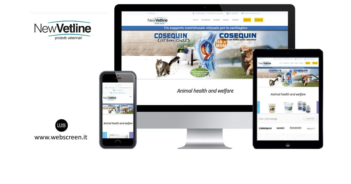 Il sito web per la società svizzera NewVetline Sagl
ow.ly/8pLY50x3wPf
Webscreen Web Digital Agency
