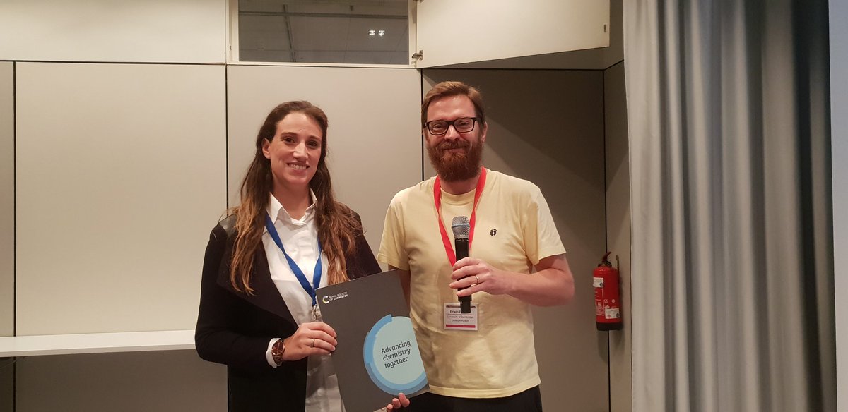 nanoGe_Conf's tweet photo. 🏆#NFM19 Paula Dias and Shababa Selim win the award for the best #SolFuel19 poster sponsored by @NatureEnergyJnl and @RoySocChem https://t.co/6RfFw5yMDG